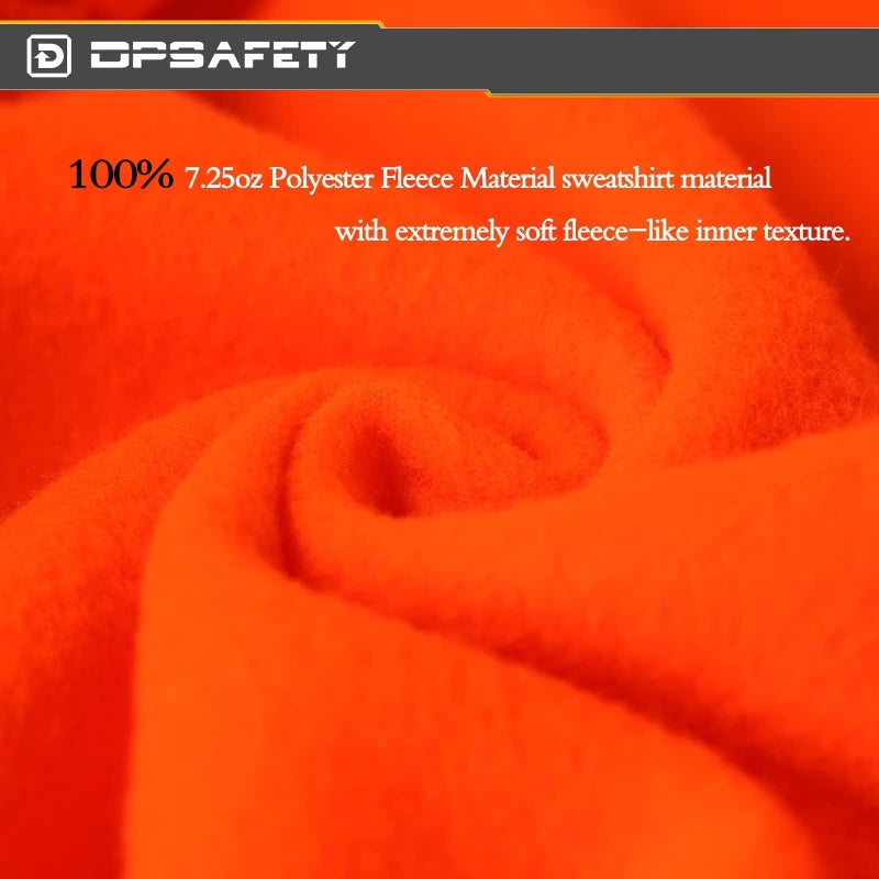 DPSAFETY High visibility Hoodie for Men,Class3 Hi Vis Hoodie with Zipper,Reflective Hooded Hood,Construction work Safety Sweatshirt with Large front Pocket for Men/Women Black Bottom 5XL - Image 3